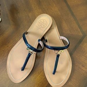 Tory Burch black patent sandals